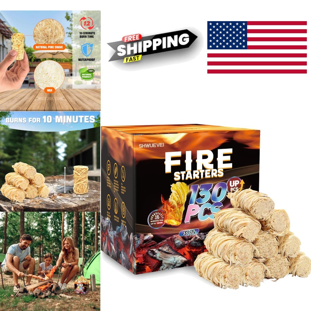 Fire Starter Cubes 130 Pieces Odorless Safe for Charcoal Grills and Fireplaces