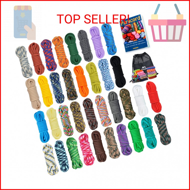 MONOBIN 36 Colors 10ft Paracord 550 Combo kit, Paracord Bracelets Making kit – M