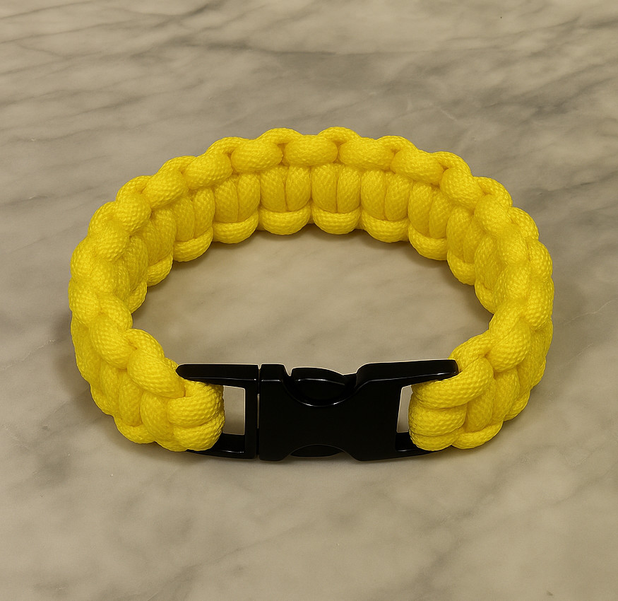 Canary Yellow Cobra Paracord Bracelet with Metal Buckle