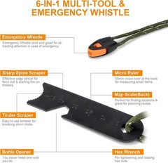 Durable 3/8″ Thick Ferro Rod Fire Starter with Wooden Handle & Emergency Tools