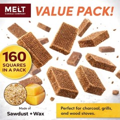 Fire Starter Squares 160 Pack Wax Sawdust Odorless Camping Grill