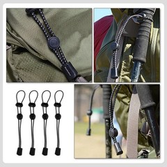 4Pcs Black Adjustable Buckle Elastic Rope for Hiking Climbing Stick Straps