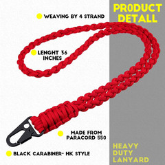 2 Set Heavy Duty Paracord Lanyard Necklace Whistles Strap Braided 550 Keychain L