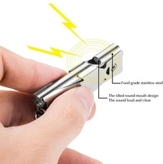 1pc Double Tube Survival Whistle Keychain 180dB Outdoor Emergency Tool – NEW