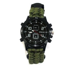 Outdoor camping survival paracord watch – Multi-function compass survival