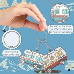 Camper Keychain Happy RV Keyring RV Keychain Couples Keychain Set Blue&red