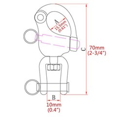 Pair 2-3/4in(70mm) Jaw Swivel Snap Shackle 316 Stainless Steel for Sailboat S…