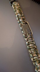 Camo Paracord Bracelet W/Bronze Colored , Raised Design, Flag Placard,