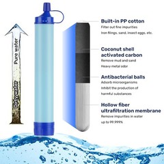 Personal Water Filter Outdoor, Drinking Water Filter with Water Bag and Carabin…