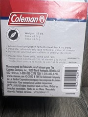 Coleman Emergency Blanket 53 X 82 Inches Lightweight Aluminized Polyester New