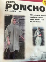 Waterproof Vinyl Rain Poncho Full Length 50″ x 80″ Boulder Creek Green TX