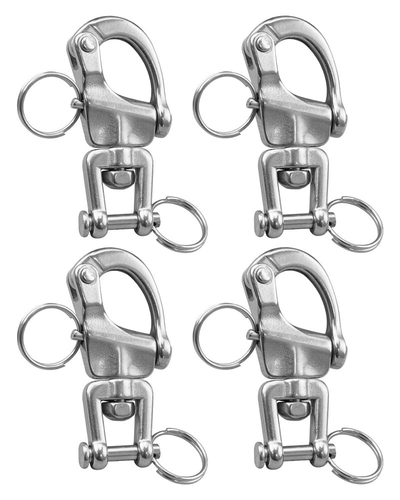 4 PCS Snap Shackle 316 Stainless Steel Swivel Jaw Quick Release Marine