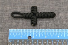 Handmade 550 Paracord Key Chain Small Cross Black