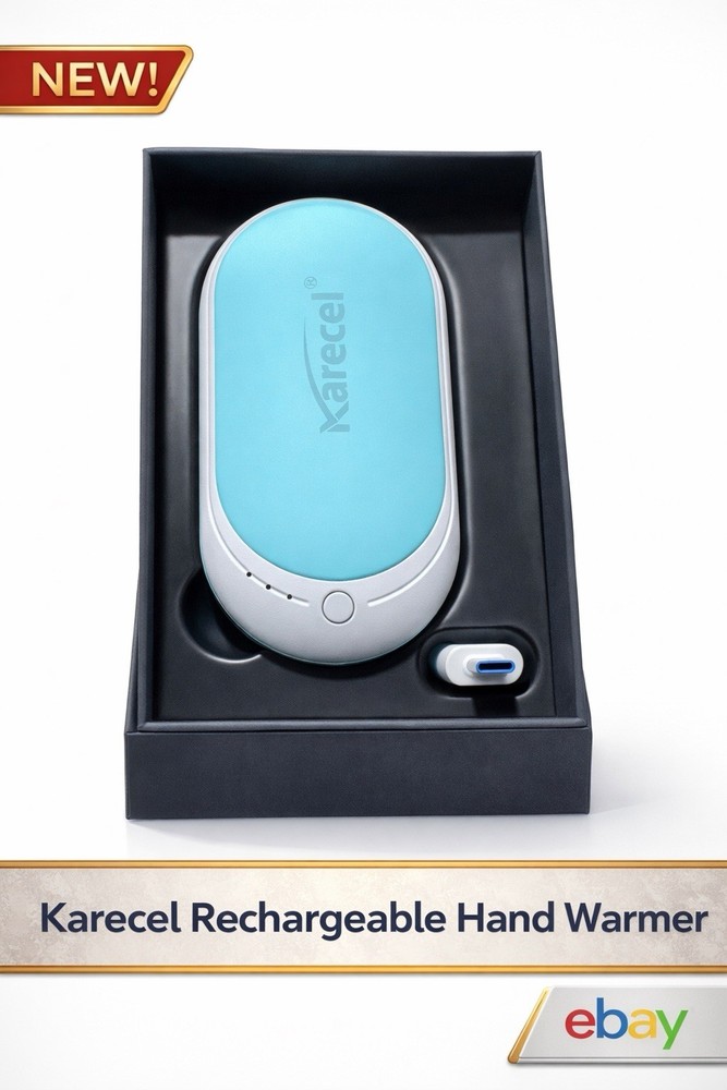 Karecel Rechargeable Electric Hand Warmer Blue Silver Dual Color Portable