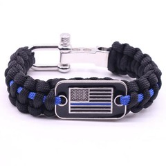 Paracord Bracelet Adjustable With Bronze USA Flag Outdoor Tactical Survival