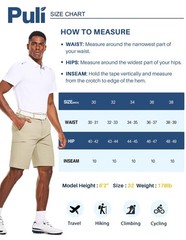 PULI Golf Shorts Men 10 Inch Inseam Hiking Business Dress 36, Sand Khaki