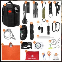 69 Piece Outdoor Emergency Survival Kit Outdoor, Tactical Flashlight Comp…