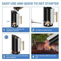 6.5″X14.5″ Double enameled Charcoal Chimney Starter with Stainless Steel Heat…