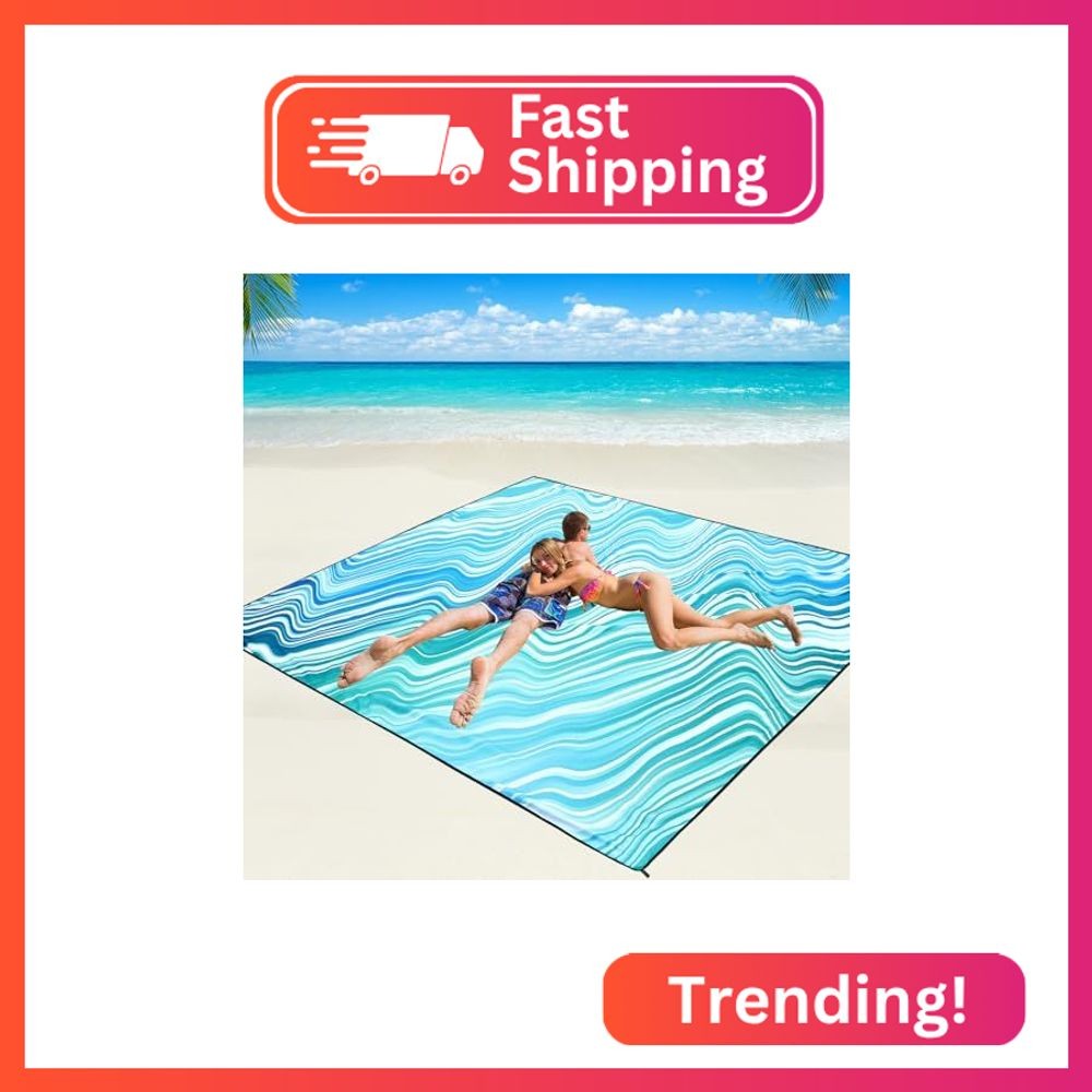 WIWIGO Beach Blanket Mat Waterproof Sandproof for 2-8 Adults Quick Drying