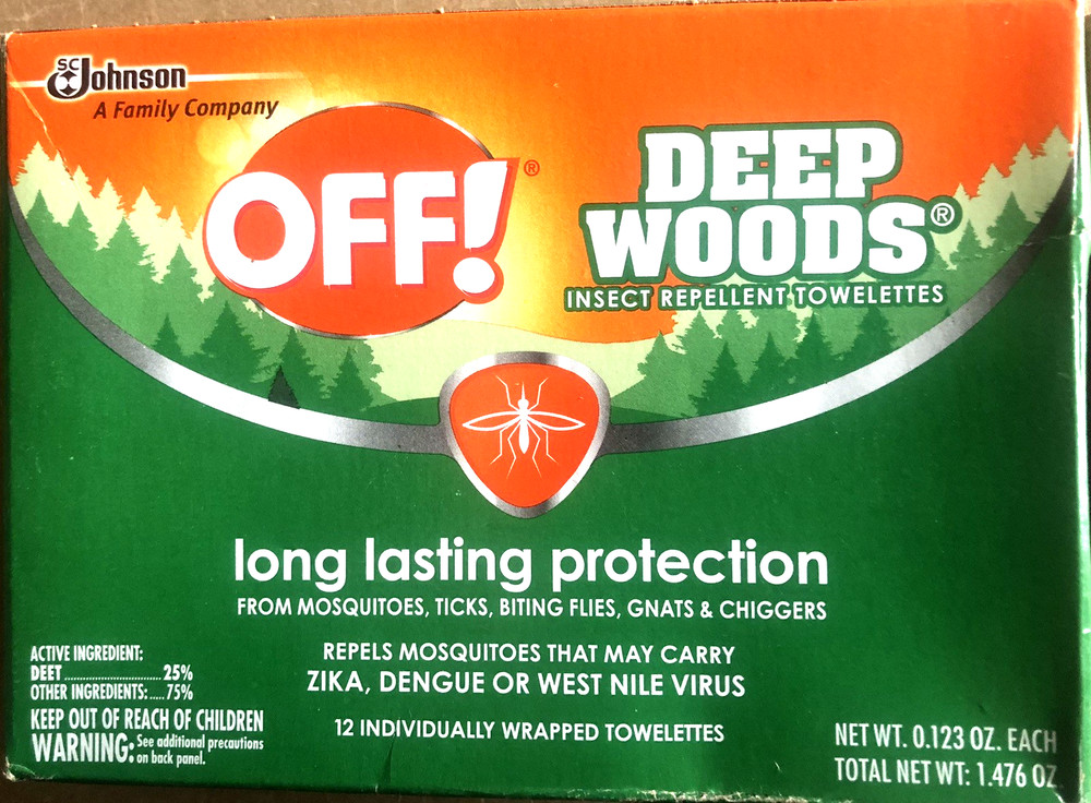 DEEP WOODS OFF Mosquito Tick, Biting flies Long lasting Protection 12 Towelettes