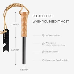 Ferro Rod Fire Starter, Survival Flint and Steel Fire Starter Kit for Beech