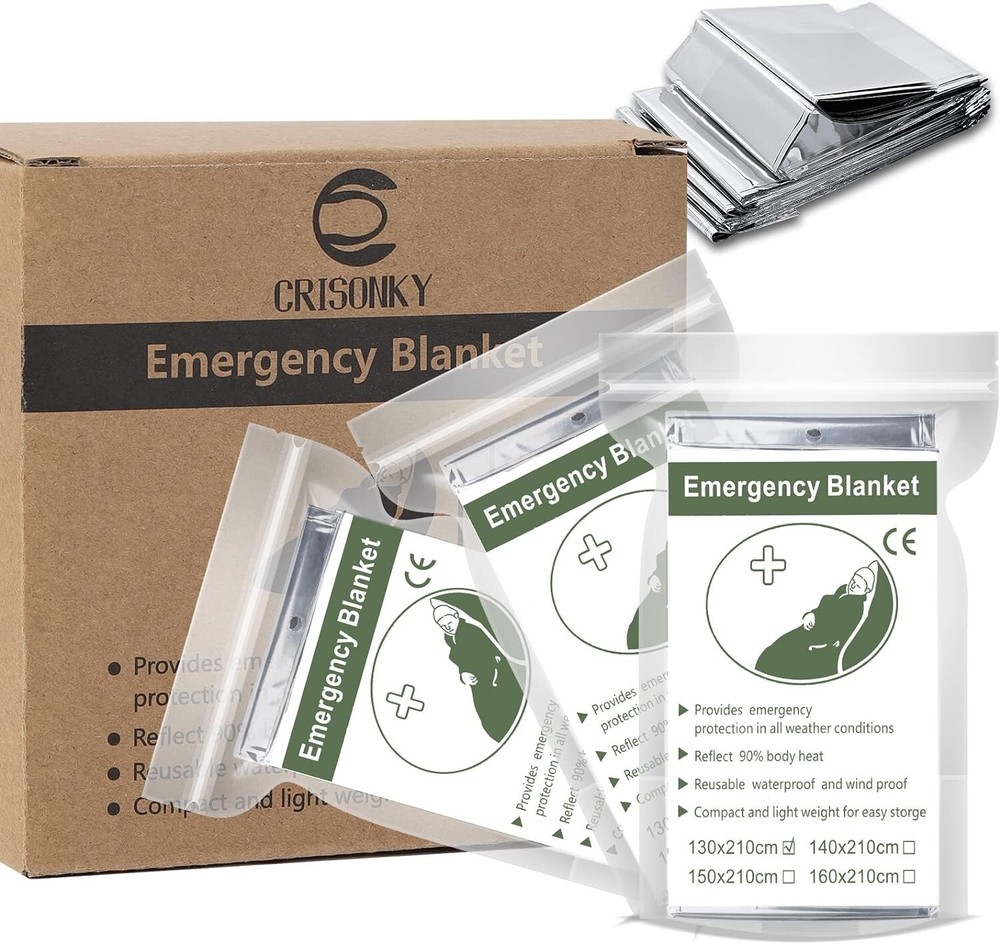 12 Pack Emergency Mylar Thermal Blankets for Outdoors, Thermal Foil Blanket