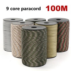 100M 550 Military Standard 9-Core Paracord Rope 4mm Outdoor Parachute Cord Survi