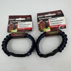 2 Pack SecureLine Paracord Survival Bracelet 550 Military Grade Black Blue Large