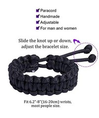 Paracord Survival Bracelets Braided Paracord Handmade Rope for black&purple