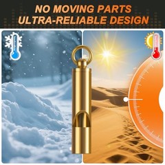 Brass Emergency Whistles 2 Pack with Tangle-Free Lanyard – Pealess Safety