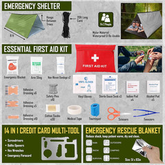 268-Pcs Survival Kit with First Aid, Axe & Headlamp – Perfect Gift for Dads