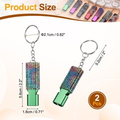 Bling Whistle, 2 Pcs&Multicolor Rhinestone/ Green Whistle