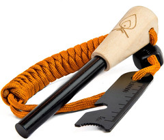 Ferro Rod Fire Starter w/ Striker & Paracord Lanyard Survival Fire Steel