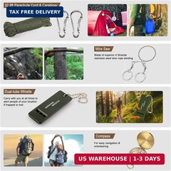 238Pcs Emergency Survival Kit and First Aid Kit, Professional Survival Gear Tool