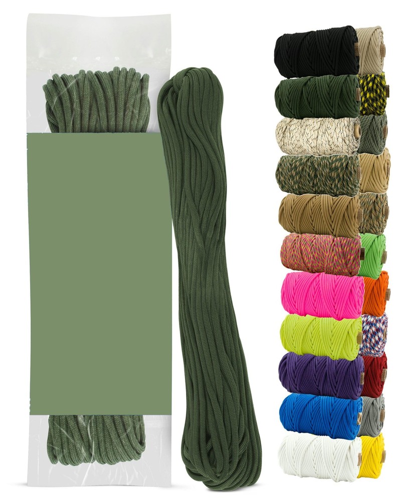 Type III 550 Paracord, Mil Spec Tactical Rope, Made in USA, Survival Kit, Green