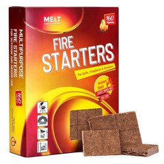 Fire Starter Squares, 160 pcs Charcoal Fire Starters for Campfires, Grill, O…