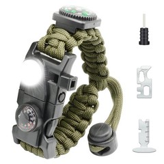 20 in 1 Survival Paracord Bracelet Adjustable Gear Kit with SOS LED Light, Fire