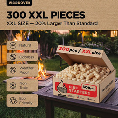 300 Pcs Large Fire Starters for Fireplace, Natural Fire Starter for Campfires, f