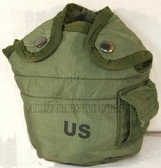 US Army Military Issue 1 QT QUART CANTEEN COVER POUCH OD NYLON w ALICE CLIPS VG