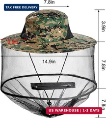 Sucrain 2 Pack Mosquito Head Net Hat Sun Hat Garden Bug Hat with Hidden Net Mesh