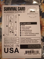 Zootility 8-In-1 Wilderness Wallet Survival Kit Made In USA Fire Starter Compact