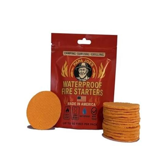 Papa Joe’s 100% Waterproof Fire Starter (15 Disc) Up to 60 Fires | 8-10 Minute