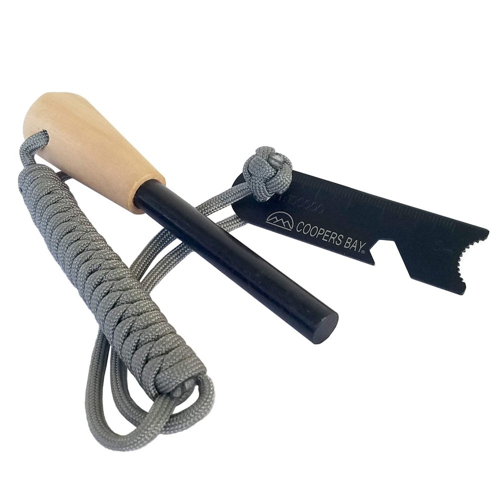 Coopers Bay FireStorm-Plus 1/2″ Ferro Rod & Striker – Braided Paracord Lanyard