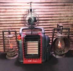 Mr. Heater «Buddy» Single Tank Wood Stove, Heat Powered Fan Mount. Custom Built.