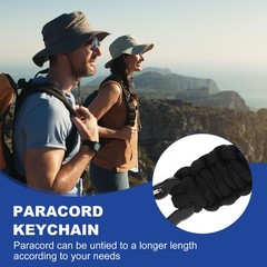 2Pcs Paracord Keychains, Paracord Keychain with USA Flag, Black