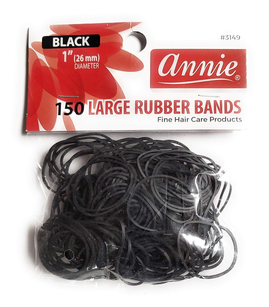 ANNIE 150 RUBBER BANDS #3149 LARGE SIZE BLACK Black