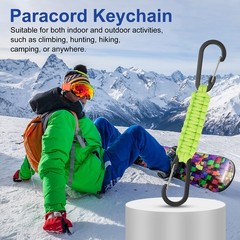 Paracord Keychain Aluminum Paracord Lanyard Key Chain – (2 Pack, Light Green)