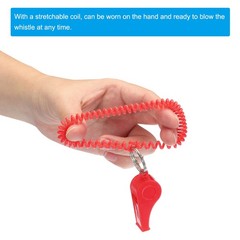 6Pcs Sport Whistles Plastic Whistle with Stretchable Bracelet Red Purple Pink