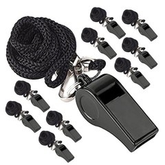 10Pcs Durable Black Plastic Safety Whistles for Kids Outdoor Sports and Travel