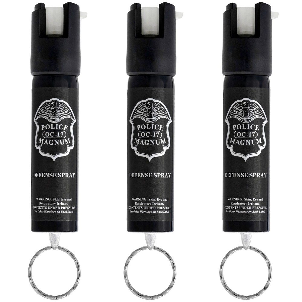 3 Police Magnum pepper spray .75oz keyring GID safety self defense protection